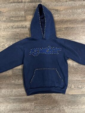 Navy Studded Pullover Hoodie Jacket for Men